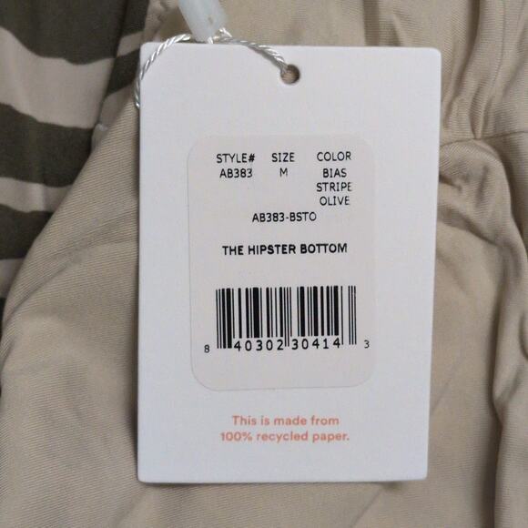 Andie The Hipster Bottom Bias Stripe Olive Animal Print Zebra Size M New - Picture 12 of 12